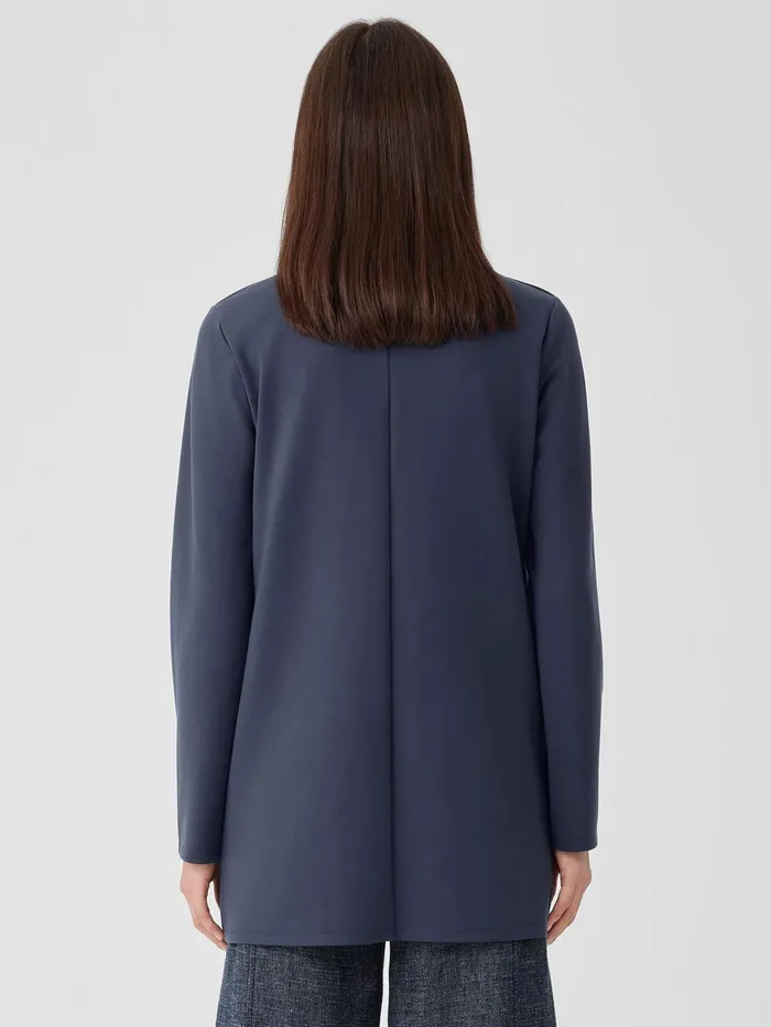 Jackets Coats and Vests Women Eileen Fisher Washable Flex Ponte High Collar Jacket Ocean