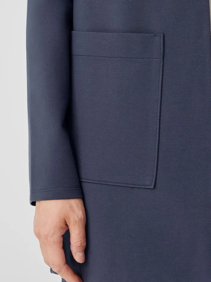 Jackets Coats and Vests Women Eileen Fisher Washable Flex Ponte High Collar Jacket Ocean