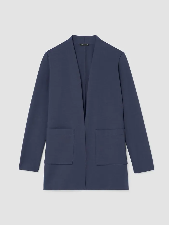 Jackets Coats and Vests Women Eileen Fisher Washable Flex Ponte High Collar Jacket Ocean