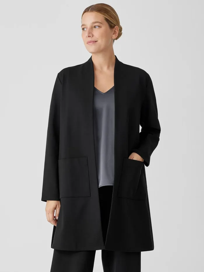 Jackets Coats and Vests Women Eileen Fisher Washable Flex Ponte Long Jacket Black