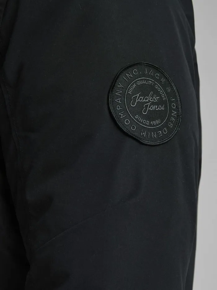 Jackets JACK and JONES Mens FAUX FUR HOODED PLUS SIZE PARKA Black Black