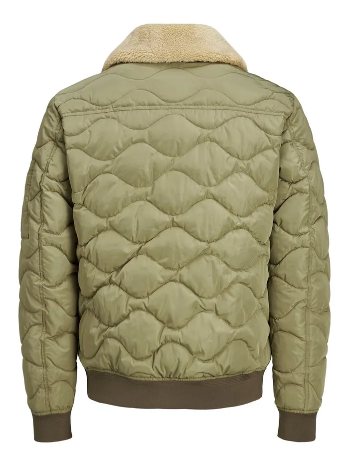 Jackets JACK and JONES Mens FAUX SHEARLING BOMBER JACKET Green Covert Green