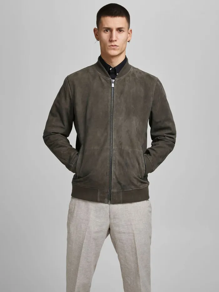 Jackets JACK and JONES Mens GOAT SUEDE JACKET Brown Asphalt
