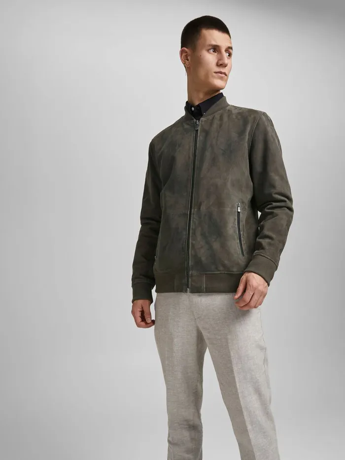 Jackets JACK and JONES Mens GOAT SUEDE JACKET Brown Asphalt