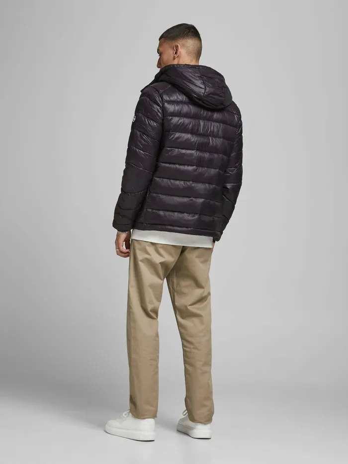 Jackets JACK and JONES Mens HOODED RECYCLED POLYESTER PUFFER JACKET Black Black