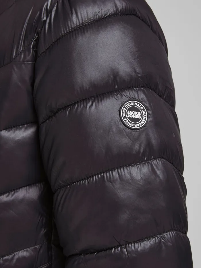 Jackets JACK and JONES Mens HOODED RECYCLED POLYESTER PUFFER JACKET Black Black