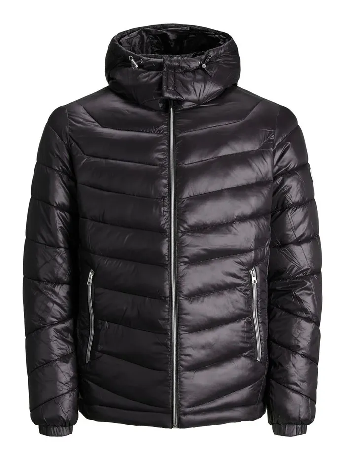 Jackets JACK and JONES Mens HOODED RECYCLED POLYESTER PUFFER JACKET Black Black