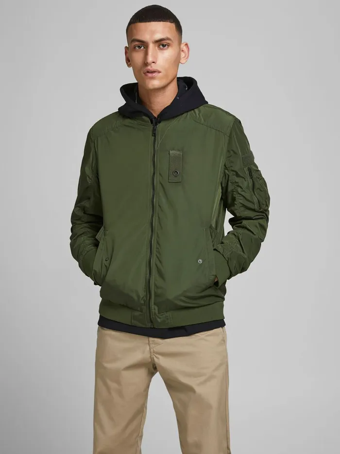 Jackets JACK and JONES Mens LIGHTWEIGHT BOMBER JACKET Green Rifle Green
