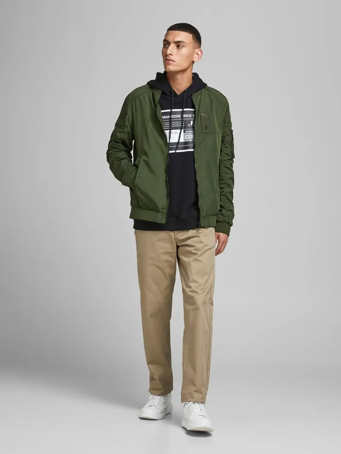 Jackets JACK and JONES Mens LIGHTWEIGHT BOMBER JACKET Green Rifle Green