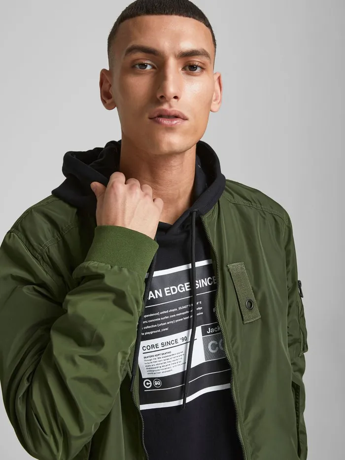 Jackets JACK and JONES Mens LIGHTWEIGHT BOMBER JACKET Green Rifle Green