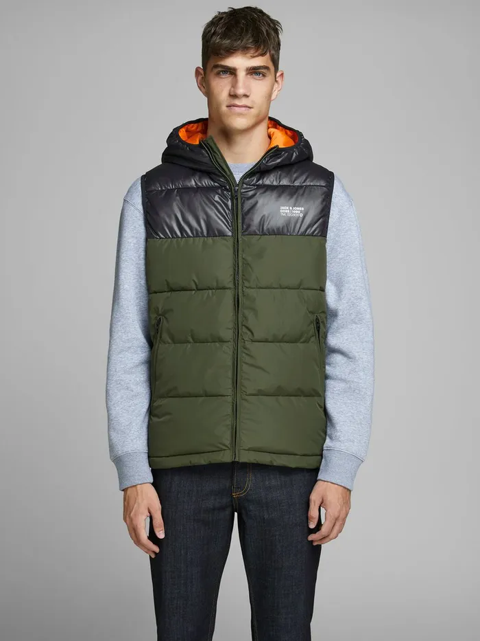 Jackets JACK and JONES Mens PUFFER GILET Green Forest Night