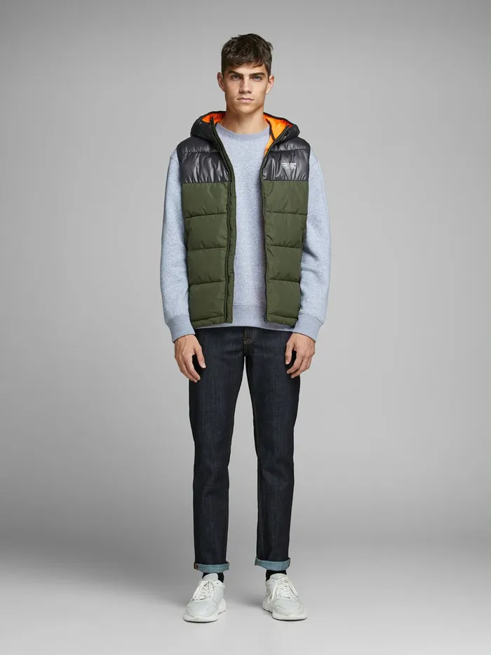 Jackets JACK and JONES Mens PUFFER GILET Green Forest Night