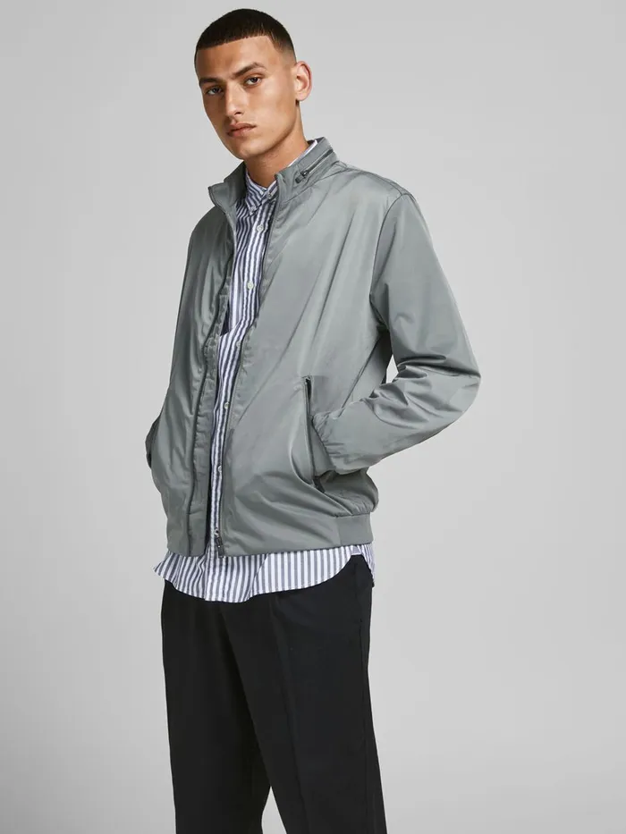 Jackets JACK and JONES Mens STAND COLLAR NAPOLEON POCKET JACKET Grey New Sage