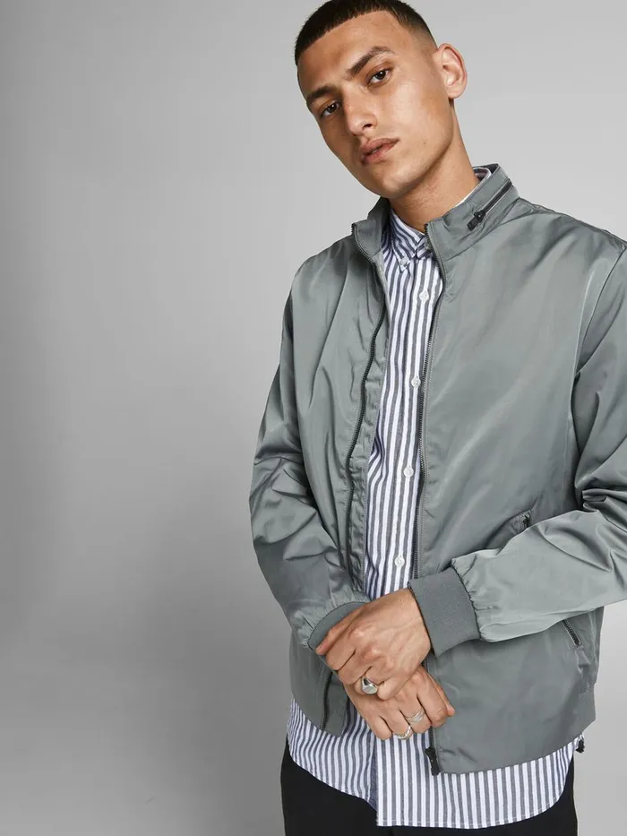 Jackets JACK and JONES Mens STAND COLLAR NAPOLEON POCKET JACKET Grey New Sage