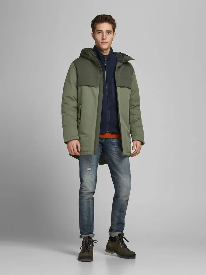 Jackets JACK and JONES Mens WARM PARKA Green Dusty Olive