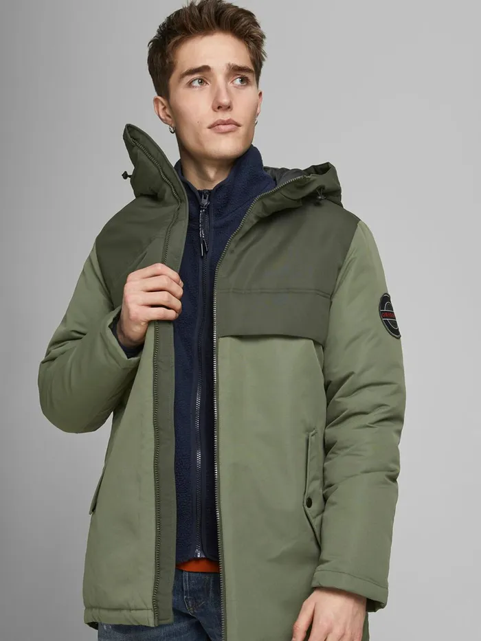 Jackets JACK and JONES Mens WARM PARKA Green Dusty Olive