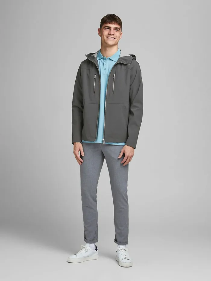 Jackets JACK and JONES Mens WATER REPELLANT SOFTSHELL JACKET Grey Asphalt
