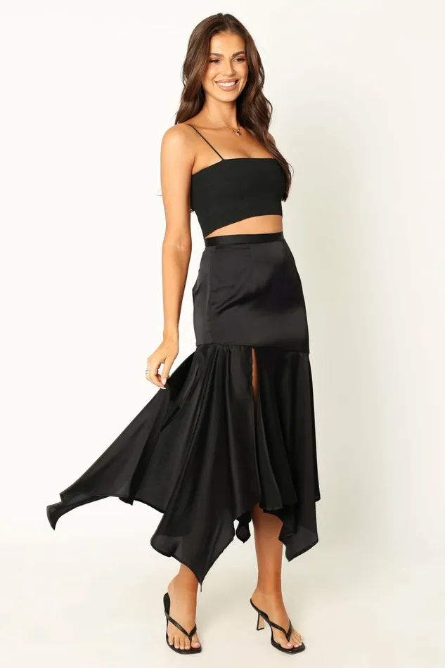 Jair Midi Skirt Black Women Skirts Petal and Pup