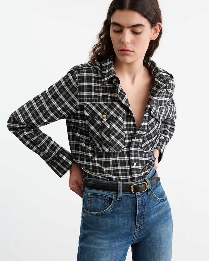 JEANETTE TOP Blackgreen Plaid Women Nili Lotan Tops