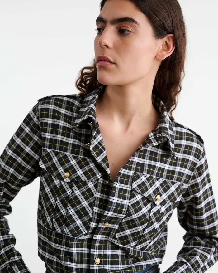 JEANETTE TOP Blackgreen Plaid Women Nili Lotan Tops
