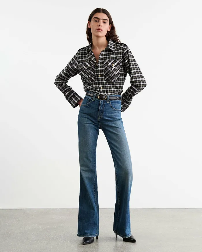 JEANETTE TOP Blackgreen Plaid Women Nili Lotan Tops
