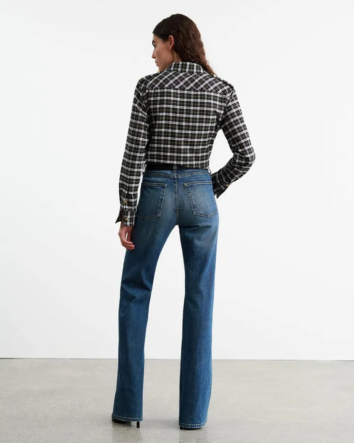 JEANETTE TOP Blackgreen Plaid Women Nili Lotan Tops