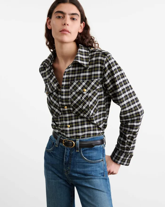 JEANETTE TOP Blackgreen Plaid Women Nili Lotan Tops