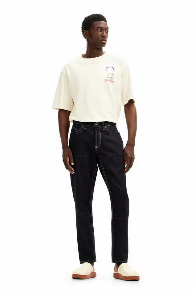 Jeans And Trousers Men Desigual Long Denim Pants With Pockets Black