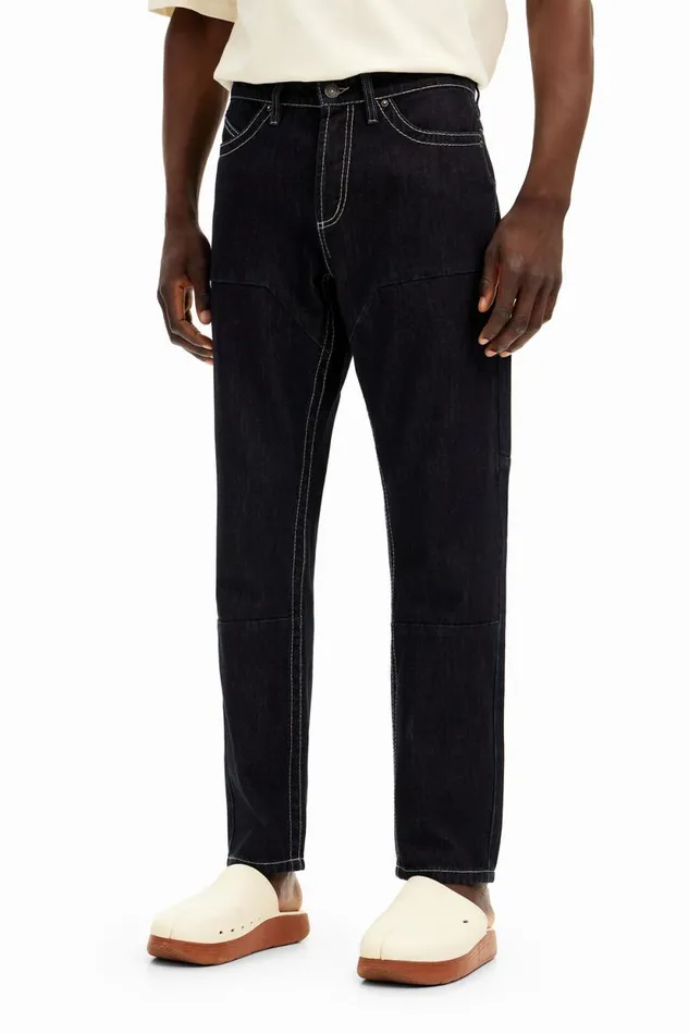 Jeans And Trousers Men Desigual Long Denim Pants With Pockets Black