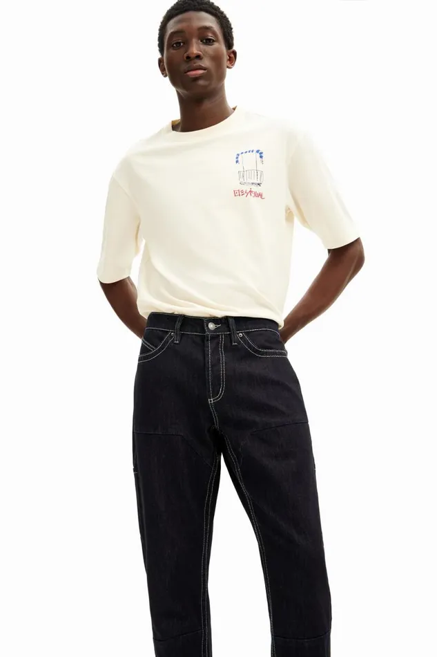 Jeans And Trousers Men Desigual Long Denim Pants With Pockets Black
