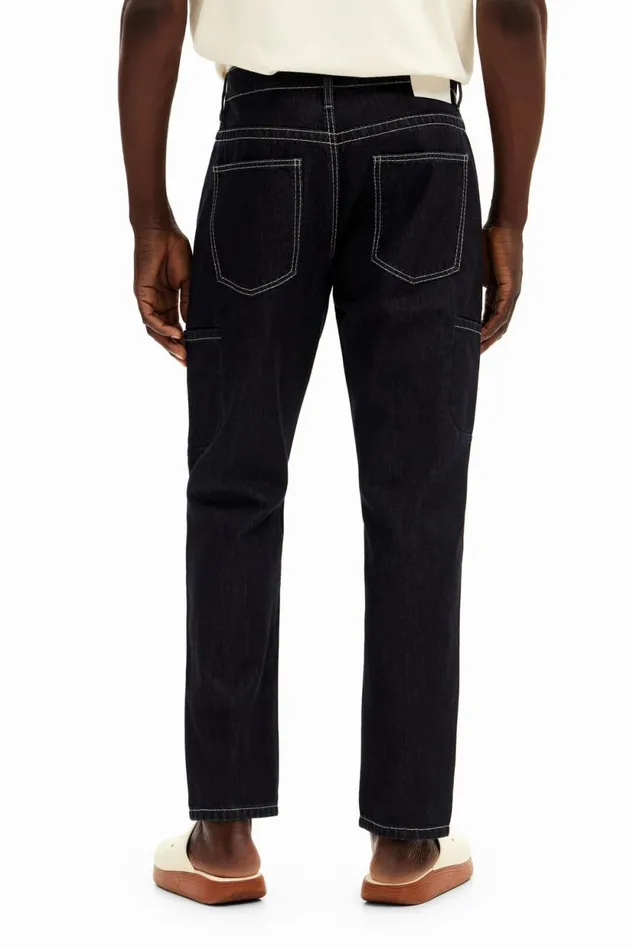 Jeans And Trousers Men Desigual Long Denim Pants With Pockets Black