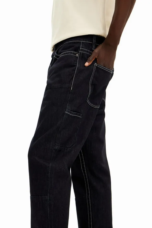 Jeans And Trousers Men Desigual Long Denim Pants With Pockets Black