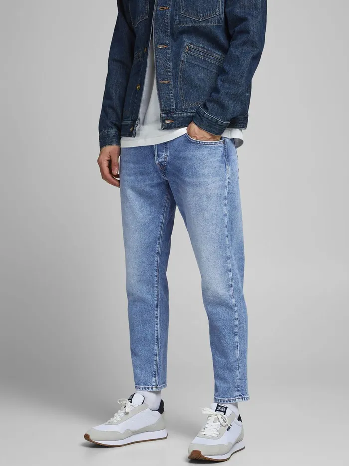 Jeans JACK and JONES Mens FRANK LEEN CJ 529 TAPERED FIT JEANS Blue Blue Denim