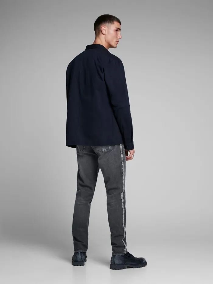 Jeans JACK and JONES Mens FRED ORIGINAL CR 091 TAPERED FIT JEANS Black Black Denim