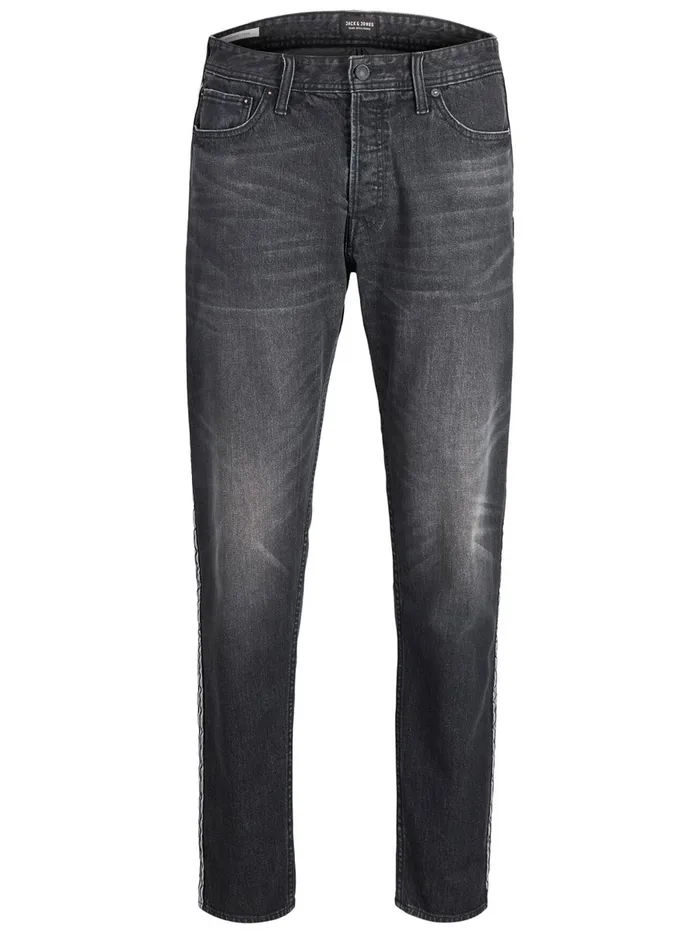Jeans JACK and JONES Mens FRED ORIGINAL CR 091 TAPERED FIT JEANS Black Black Denim