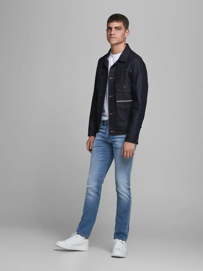 Jeans JACK and JONES Mens GLENN FOX JJ 241 INDIGO KNIT SLIM FIT JEANS Blue Blue Denim