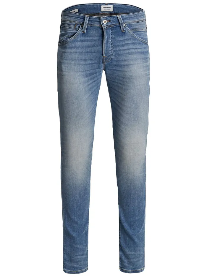 Jeans JACK and JONES Mens GLENN FOX JJ 241 INDIGO KNIT SLIM FIT JEANS Blue Blue Denim