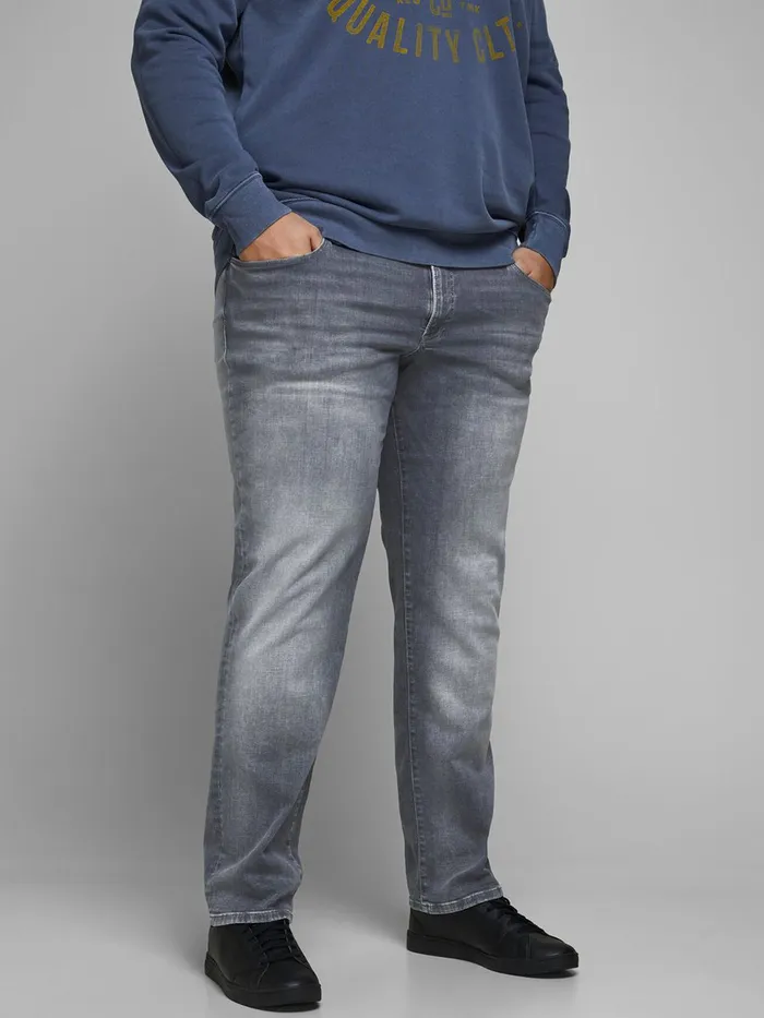 Jeans JACK and JONES Mens GLENN ICON PLUS SIZE SLIM FIT JEANS Grey Grey Denim
