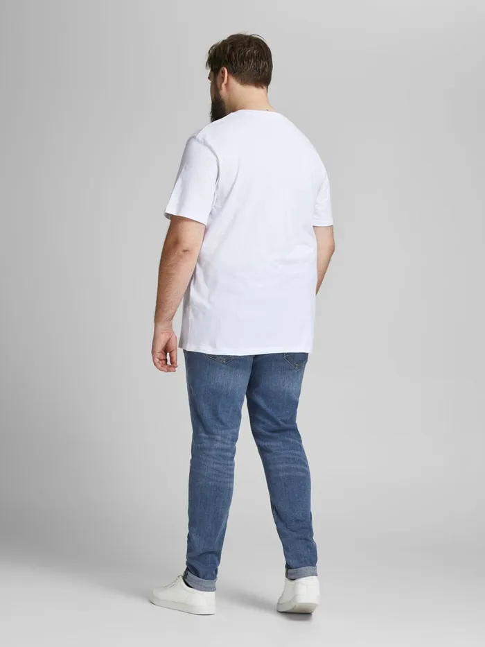 Jeans JACK and JONES Mens LIAM ORIGINAL AM 714 PLUS SIZE SKINNY FIT JEANS Blue Blue Denim