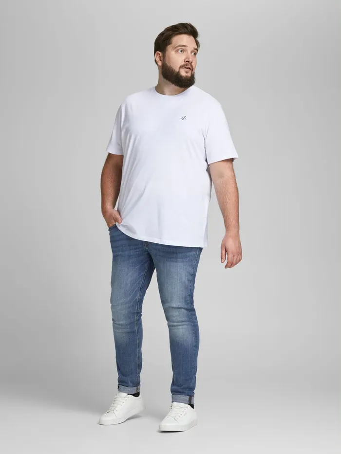 Jeans JACK and JONES Mens LIAM ORIGINAL AM 714 PLUS SIZE SKINNY FIT JEANS Blue Blue Denim
