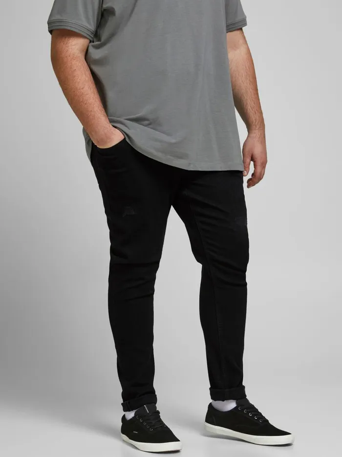 Jeans JACK and JONES Mens LIAM ORIGINAL NA 042 PLUS SIZE SKINNY FIT JEANS Black Black Denim