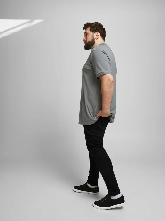 Jeans JACK and JONES Mens LIAM ORIGINAL NA 042 PLUS SIZE SKINNY FIT JEANS Black Black Denim