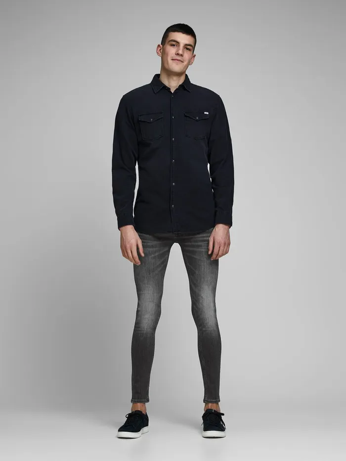 Jeans JACK and JONES Mens TOM ORIGINAL AM 817 SKINNY FIT JEANS Grey Black Denim
