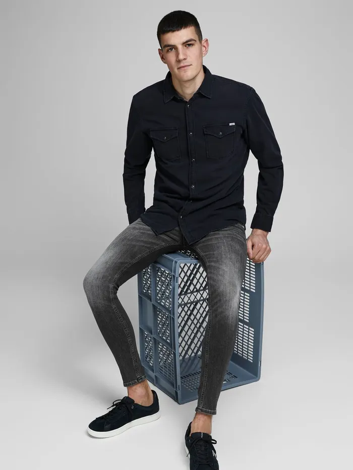 Jeans JACK and JONES Mens TOM ORIGINAL AM 817 SKINNY FIT JEANS Grey Black Denim
