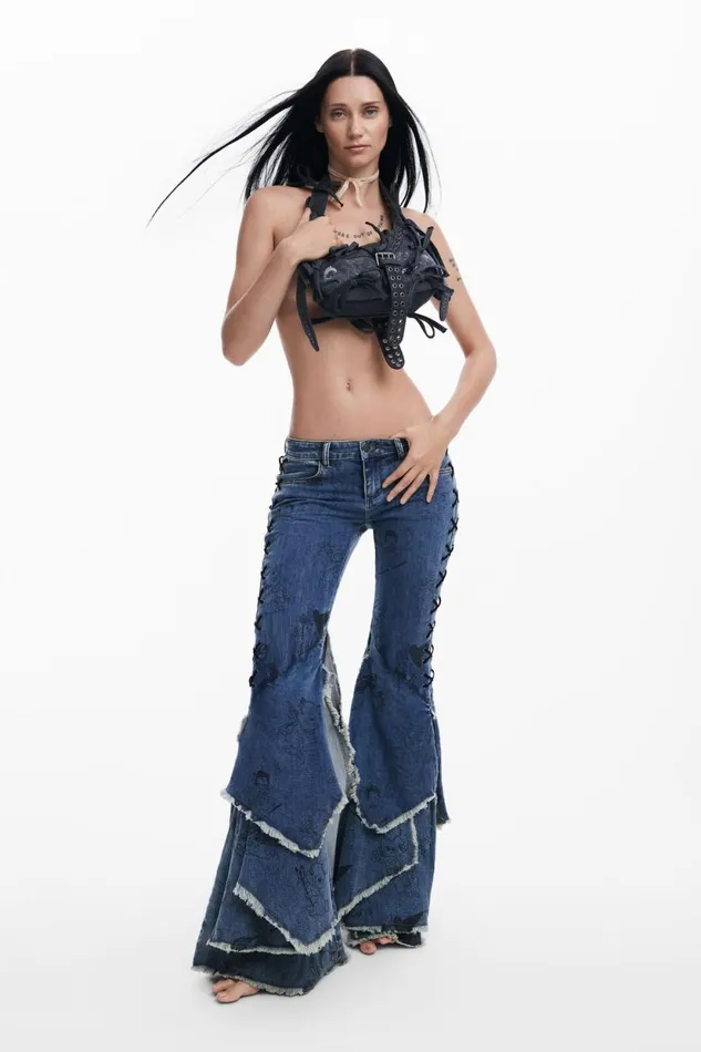 Jeans Women Desigual Denim Flare Maa Escot Blue