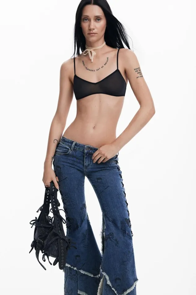 Jeans Women Desigual Denim Flare Maa Escot Blue