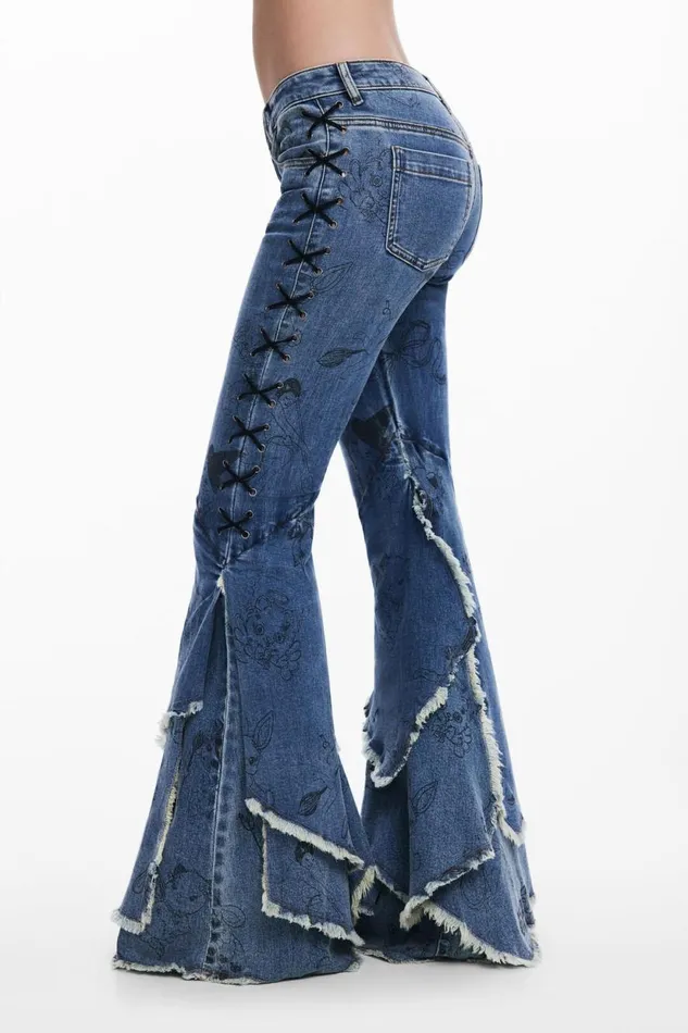 Jeans Women Desigual Denim Flare Maa Escot Blue
