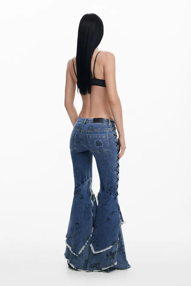 Jeans Women Desigual Denim Flare Maa Escot Blue