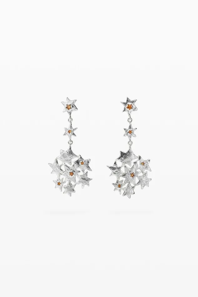 Jewelry Women Desigual Long Star Formation Earrings Zalio Black