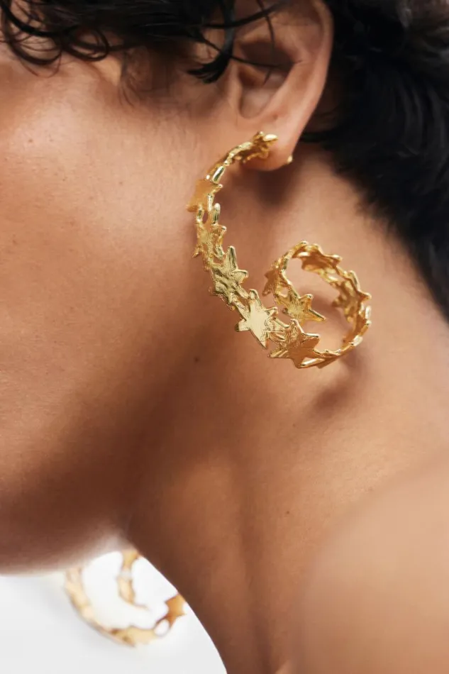 Jewelry Women Desigual Zalio Goldplated Spiral Star Earrings Materialfinishes
